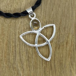 Silver Coloured Metal Triquetra with Citrine Pendant